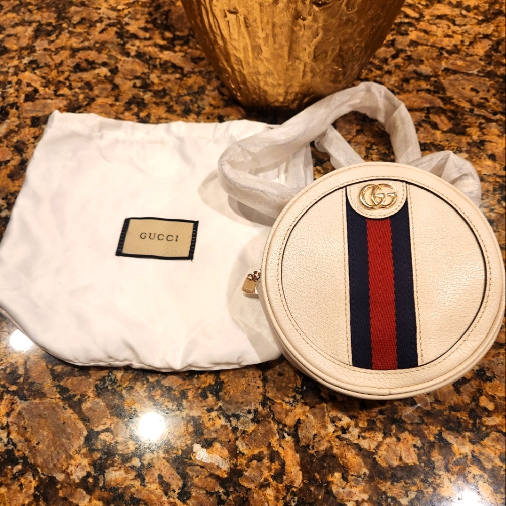 Authentic Gucci Leather Mini Round Ophidia Backpack Handbag